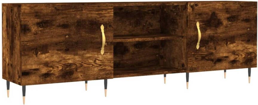 The Living Store TV-meubel 150 x 30 x 50 cm Gerookt eiken Bewerkt hout en ijzer