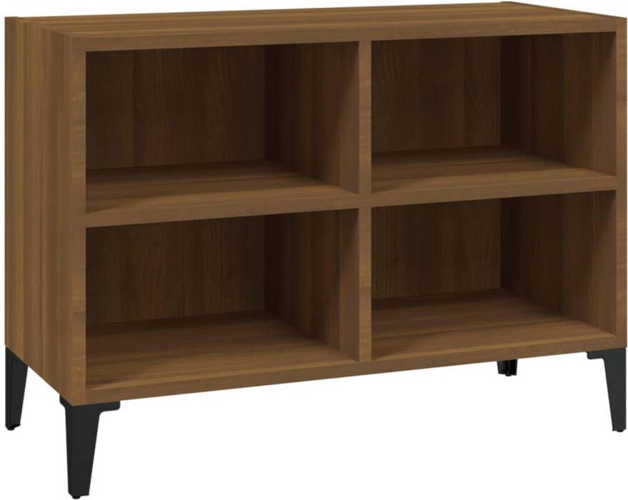 The Living Store Tv-meubel met metalen poten 69-5x30x50 cm bruineikenkleurig Kast