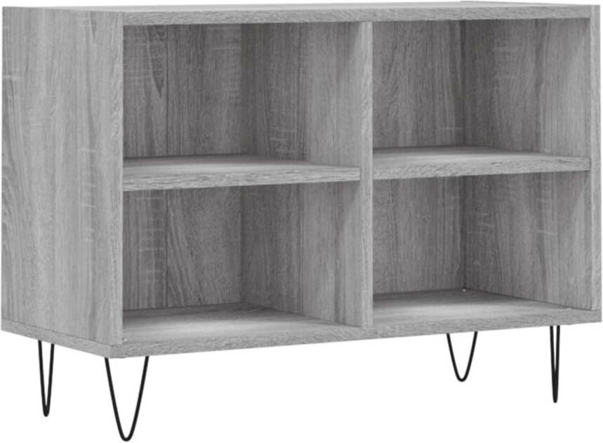 The Living Store Tv-meubel 4 vakken Stevig hout Grijs sonoma eiken 69.5x30x50cm