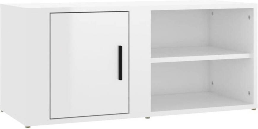 The Living Store vidaXL Tv-meubel 80x31 5x36 cm bewerkt hout hoogglans wit Tv-meubel Houten Tv-meubel Wit Tv-meubel Salontafel Mediakas