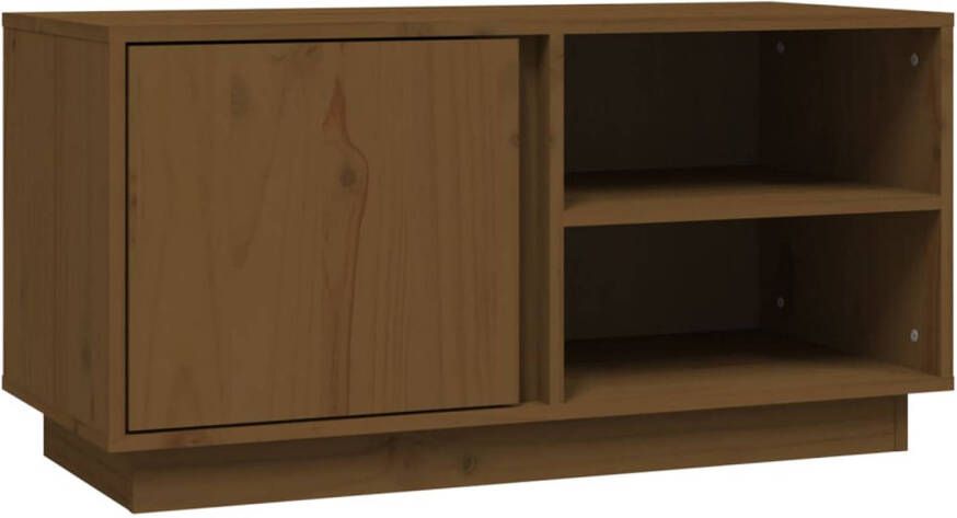 The Living Store Tv-meubel 80x35x40-5 cm massief grenenhout honingbruin Kast