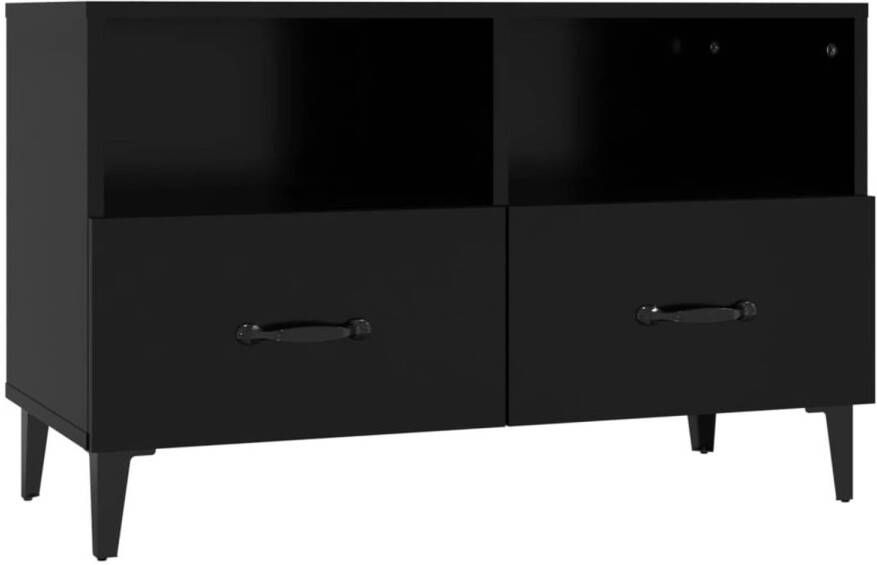 The Living Store TV-meubel Zwart 80 x 36 x 50 cm Stevig bewerkt hout Voldoende opbergruimte - Foto 1