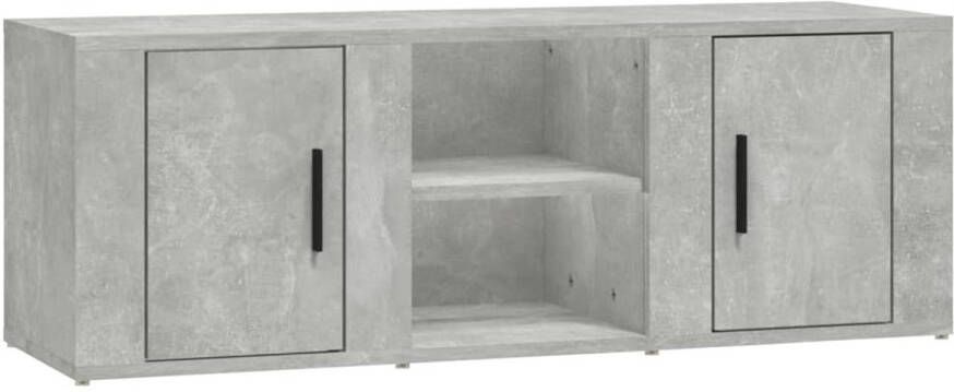 The Living Store TV-meubel betongrijs 100x31.5x35 cm Stevig hout Voldoende opbergruimte Stofvrije opberging