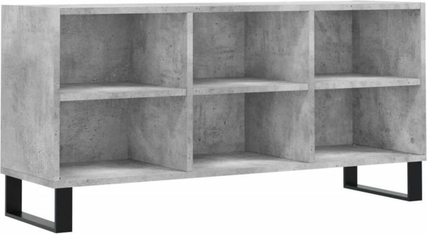 The Living Store TV-meubel Betongrijs 103.5 x 30 x 50 cm Bewerkt hout en ijzer - Foto 1