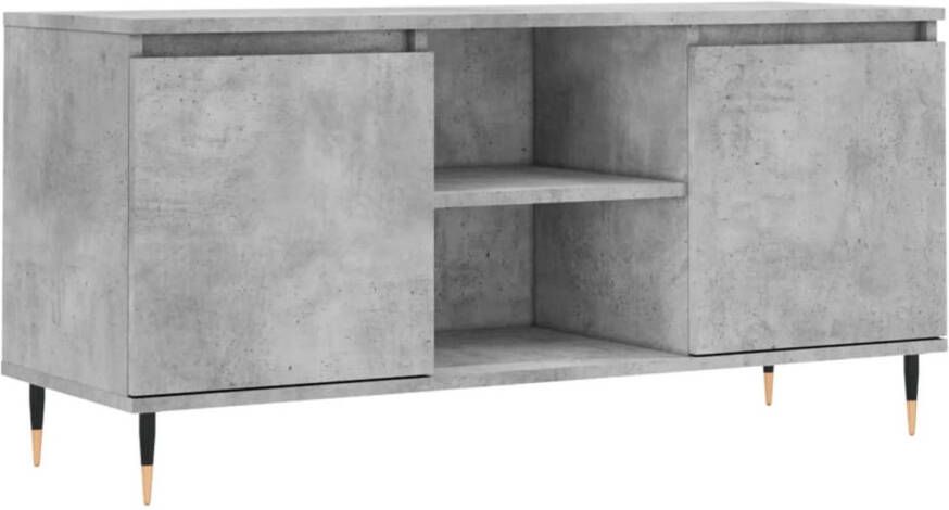 The Living Store Tv-meubel Betongrijs 104 x 35 x 50 cm Bewerkt hout en ijzer