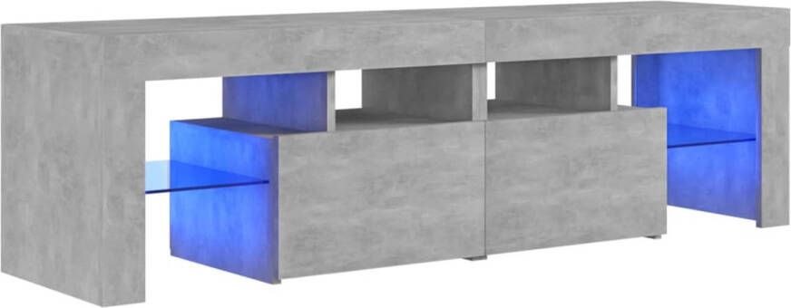 The Living Store Tv-meubel betongrijs 140 x 36.5 x 40 cm RGB LED-verlichting Montage vereist