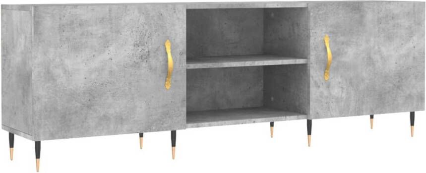 The Living Store TV-meubel Betongrijs 150 x 30 x 50 cm Bewerkt hout en ijzer