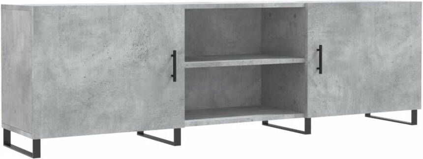 The Living Store TV-meubel Betongrijs 150 x 30 x 50 cm opbergruimte presenteerfunctie praktische deur ijzeren poten