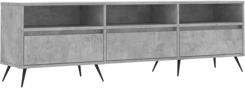 The Living Store TV-meubel Betongrijs 150x30x44.5 cm Opbergruimte Stabiel tafelblad IJzeren poten