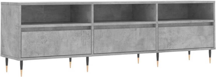 The Living Store TV-meubel Betongrijs 150x30x44.5cm Hoge Kwaliteit 6 Vakken Stabiel Tafelblad IJzeren Poten