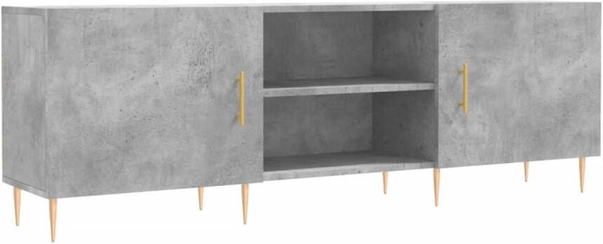 The Living Store Tv-meubel Betongrijs 150x30x50 cm bewerkt hout en ijzer - Foto 1