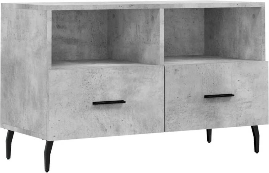 The Living Store TV-meubel Betongrijs 80 x 36 x 50 cm Bewerkt hout en ijzer