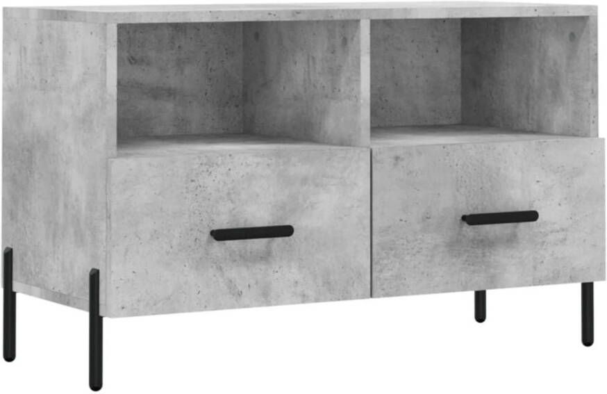 The Living Store TV-meubel Betongrijs 80x36x50 cm Stevig houten ontwerp - Foto 1