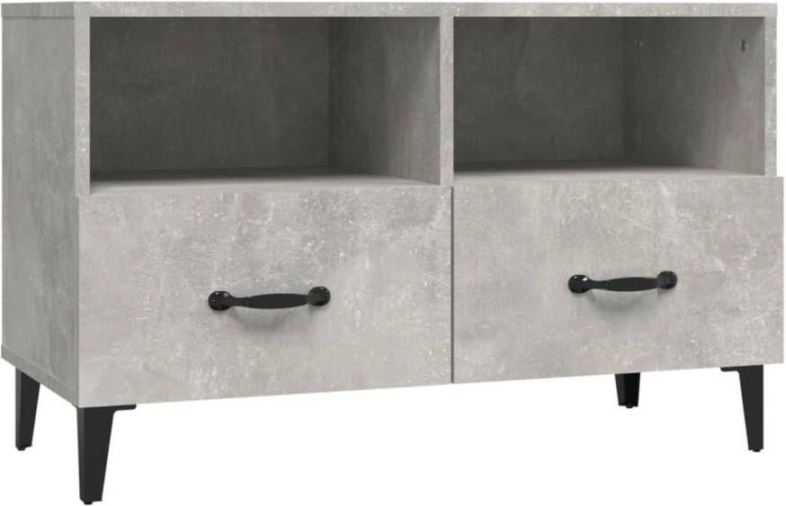 The Living Store TV-meubel Betongrijs Afmetingen- 80 x 36 x 50 cm Materiaal- Bewerkt hout en ijzer