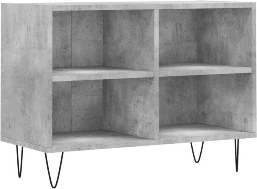 The Living Store TV-meubel Betongrijs Bewerkt hout en ijzer 69.5 x 30 x 50 cm Stevig materiaal voldoende opbergruimte stabiel tafelblad ijzeren poten