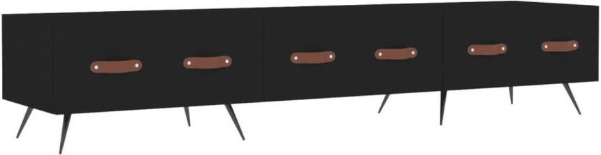 The Living Store TV-meubel Bewerkt Hout en IJzer 150 x 36 x 30 cm Zwart