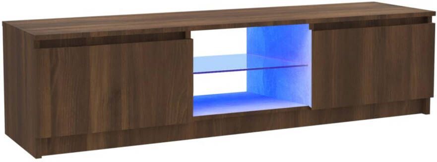 The Living Store TV-meubel Brown Oak Wood Glass 120x30x35.5cm RGB LED - Foto 1