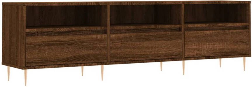 The Living Store Tv-meubel Bruineiken 150 x 30 x 44.5 cm Bewerkt hout en ijzer - Foto 1