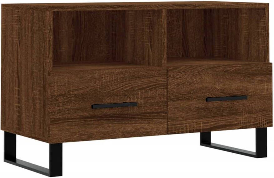 The Living Store TV-meubel Bruineiken 80 x 36 x 50 cm Bewerkt hout en ijzer - Foto 1