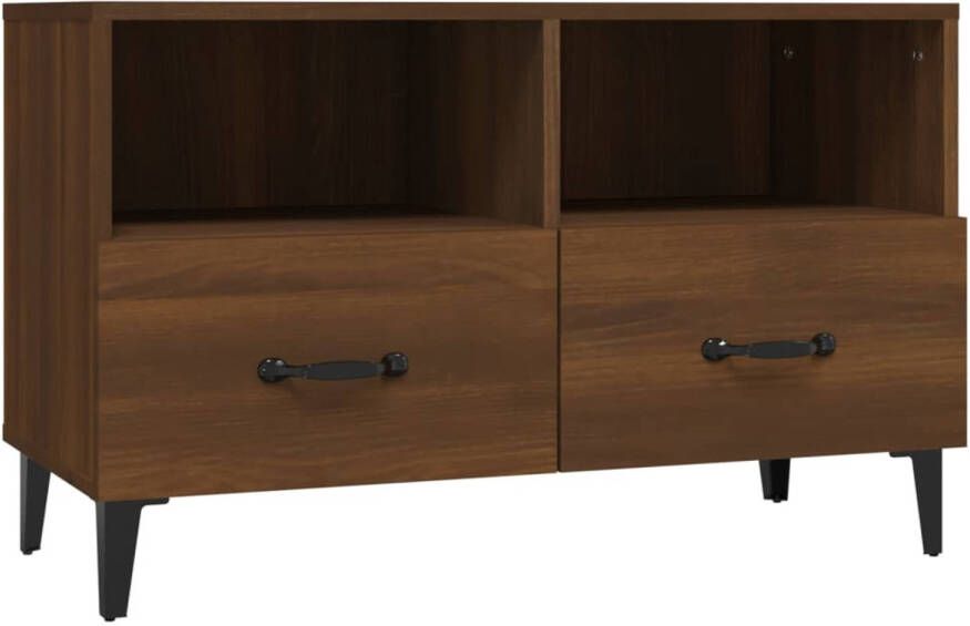 The Living Store TV-meubel Bruineiken naam Media-kast 80 x 36 x 50 cm (B x D x H) Stevig houten blad
