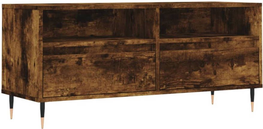 The Living Store Tv-meubel 100x34-5x44-5 cm bewerkt hout gerookt eikenkleurig Kast
