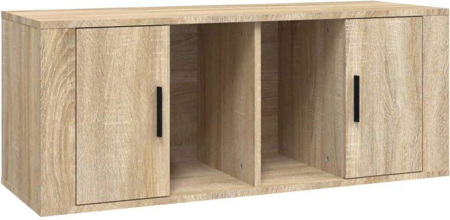 The Living Store TV-meubel Gerookt Eiken 100x35x40 cm Stevig en praktisch