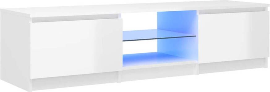 The Living Store TV-meubel Glad wit 140x40x35.5 cm RGB LED-verlichting - Foto 1