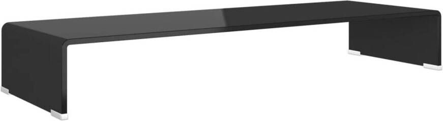 The Living Store TV-meubel glazen constructie moderne uitstraling geschikt voor tv monitor en multimedia apparaten vermindert spanning op nek en rug opbergruimte voor DVD-speler en media-apparatuur zwart 90 x 30 x 13 cm