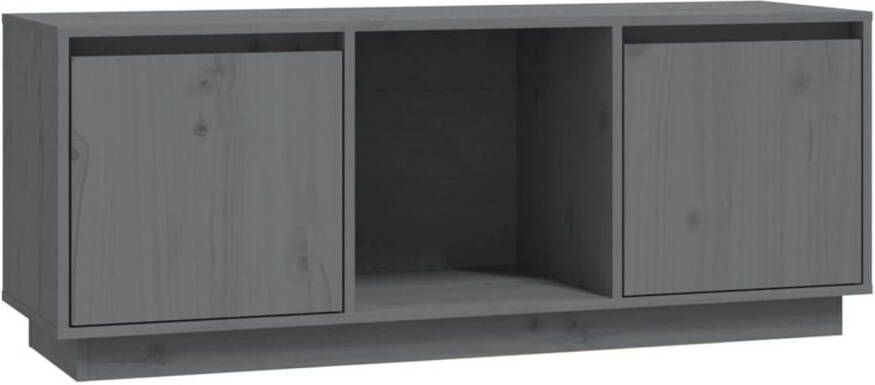 The Living Store Tv-meubel Grenenhout 110.5x35x44 cm Grijs - Foto 1