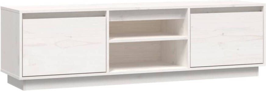 The Living Store Tv-meubel Grenenhout 140 x 35 x 40 cm Wit