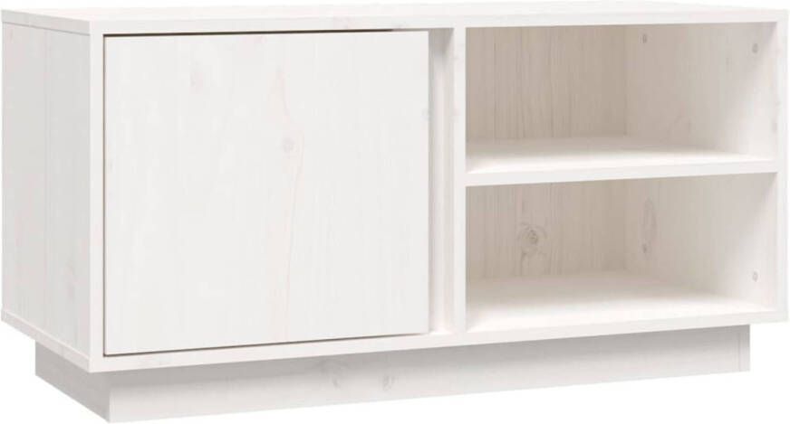 The Living Store Tv-meubel Grenenhout 80 x 35 x 40.5 cm Wit