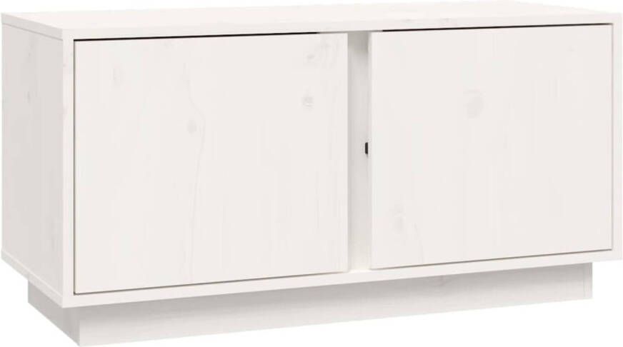 The Living Store TV meubel Grenenhout 80 x 35 x 40.5 cm Wit