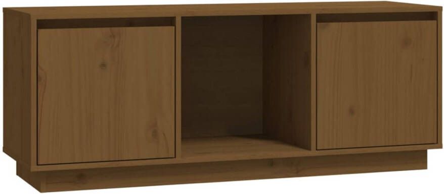 The Living Store TV-meubel Grenenhout Honingbruin 110.5x35x44 cm praktisch en modern