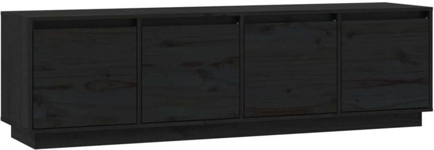 The Living Store Tv-meubel Grenenhout Zwart 156 x 37 x 45 cm Trendy design