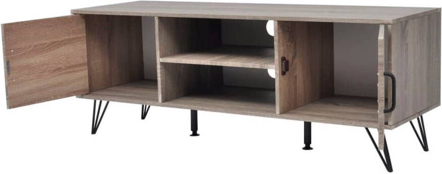 The Living Store Tv-meubel Modern Grijs 120 x 40 x 45 cm MDF met PVC-bekleding en metalen frame Opbergruimte - Foto 1