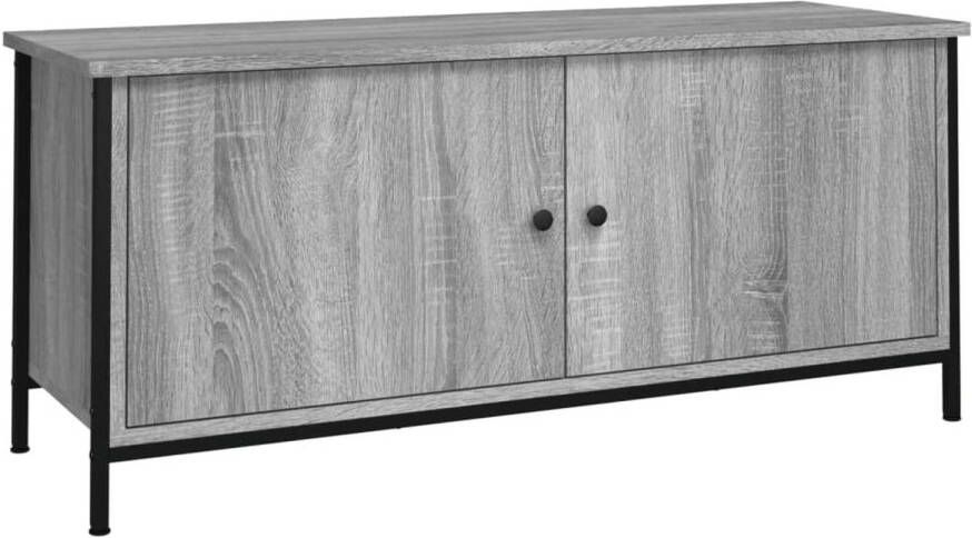 The Living Store Tv-meubel 102x35x45 cm bewerkt hout grijs sonoma eikenkleurig Kast