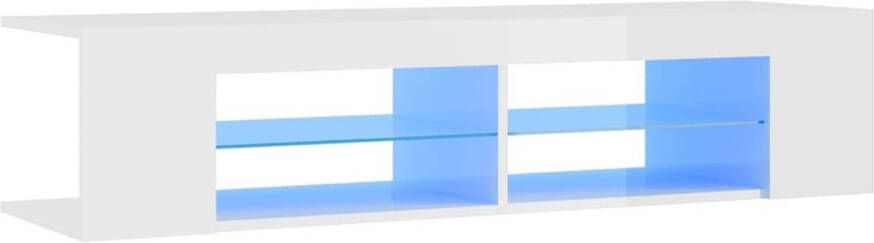 The Living Store TV-meubel Hifi 135 x 39 x 30 cm Hoogglans wit RGB LED-verlichting Montage vereist - Foto 1