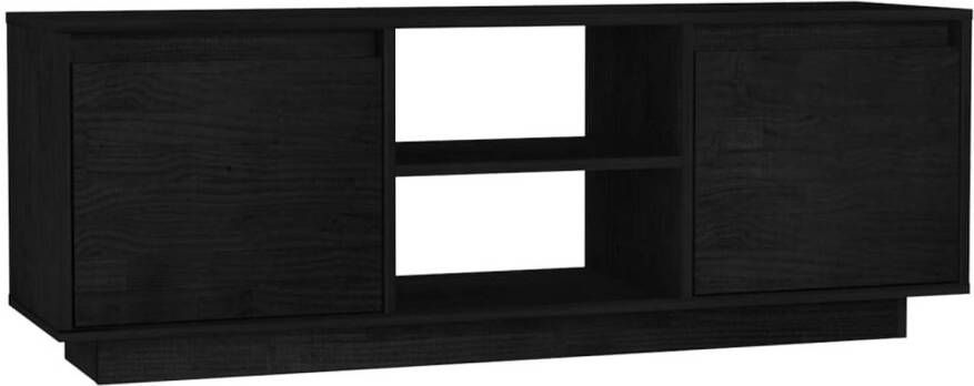 The Living Store tv-meubel Hifi kast 110 x 30 x 40 cm Zwart Massief grenenhout