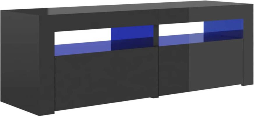 The Living Store TV-meubel Hifi-kast 120 x 35 x 40 cm RGB LED-verlichting Hoogglans grijs