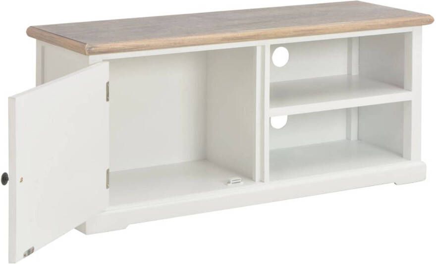 The Living Store TV-meubel Hifi-kast Afmetingen- 90 x 30 x 40 cm Kleur- wit en houtkleur Materiaal- massief