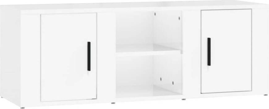 The Living Store TV-meubel Hoogglans wit 100 x 31.5 x 35 cm Stevig materiaal - Foto 1