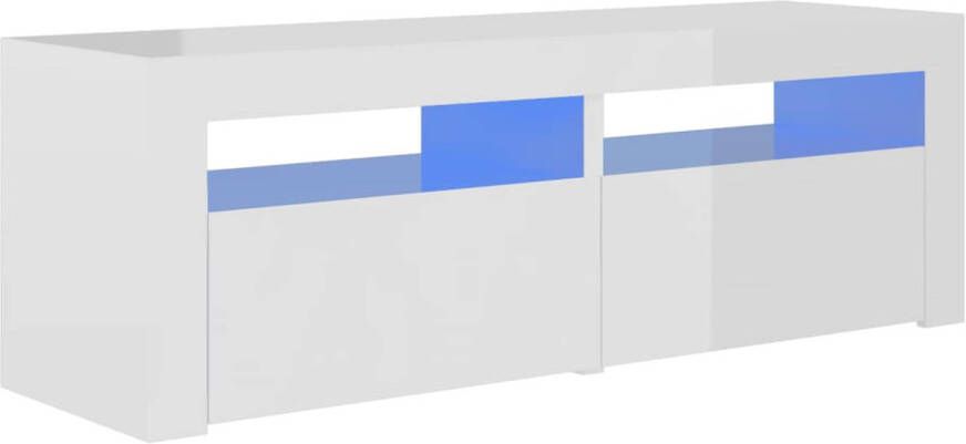 The Living Store TV-meubel hoogglans wit 120 x 35 x 40 cm met RGB LED-verlichting montage vereist