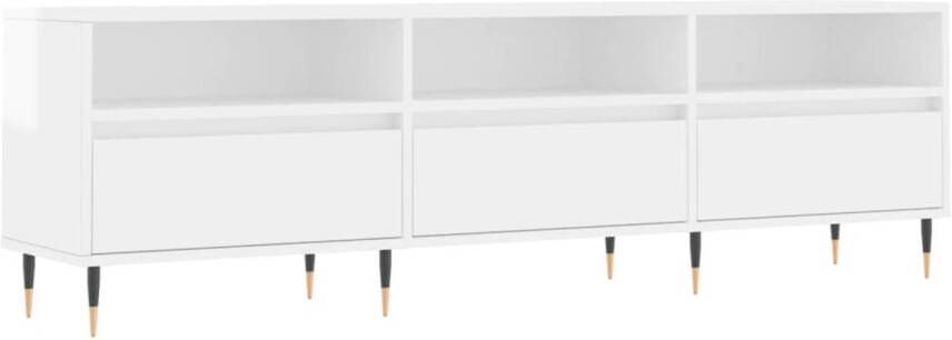 The Living Store Tv-meubel hoogglans wit 150 x 30 x 44.5 cm bewerkt hout en ijzer