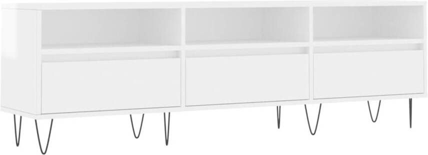 The Living Store TV-meubel Hoogglans Wit 150 x 30 x 44.5 cm Veel opbergruimte stabiel tafelblad