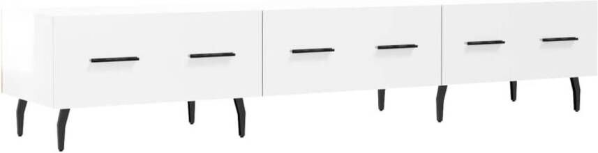 The Living Store TV-meubel Hoogglans wit 150 x 36 x 30 cm Bewerkt hout en ijzer - Foto 1