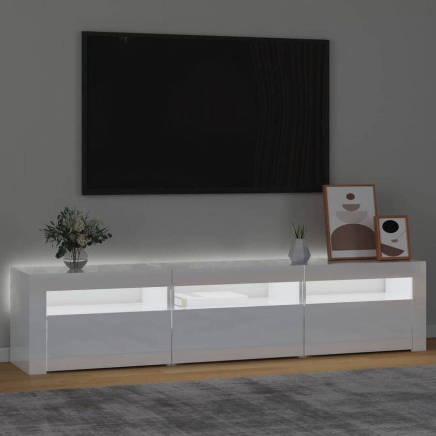 The Living Store TV-meubel Hoogglans wit 180 x 35 x 40 cm RGB LED-verlichting - Foto 1