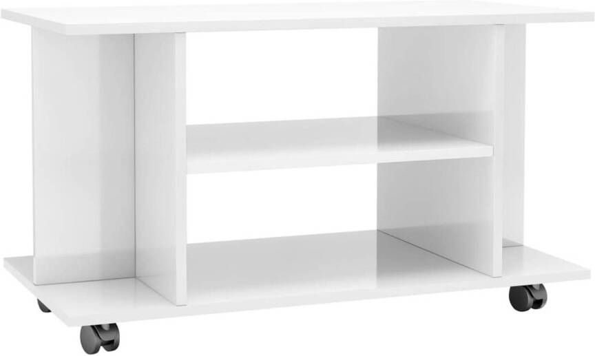The Living Store TV-meubel Hoogglans wit Spaanplaat 80x40x40 cm 4 open schappen