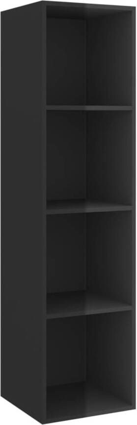 The Living Store Tv-wandmeubel 37x37x142-5 cm spaanplaat hoogglans zwart Kast