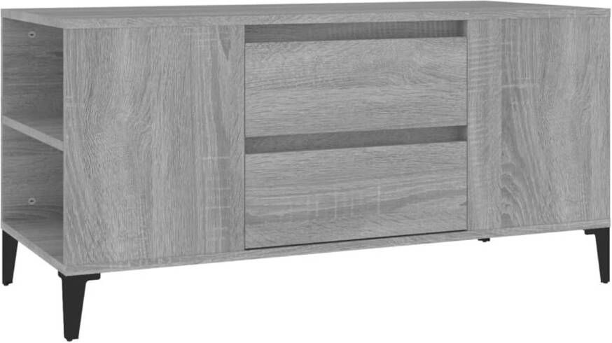 The Living Store Tv-meubel 102x44-5x50 cm bewerkt hout grijs sonoma eikenkleurig Kast