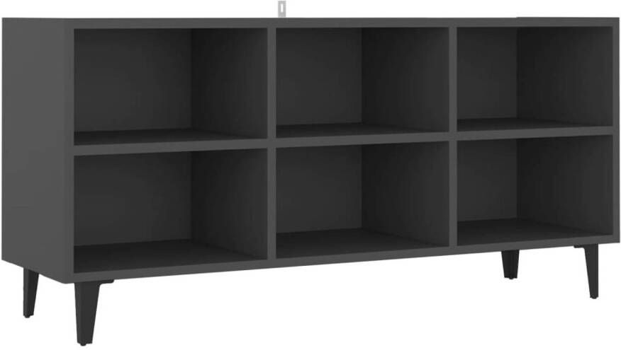 The Living Store Tv-meubel Industrieel 103.5 x 30 x 50 cm Grijs 4 Metalen poten 6 vakken - Foto 1